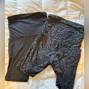 2 pack Women’s Maternity Shorts Over the Belly with Pockets - 8” High Waisted L